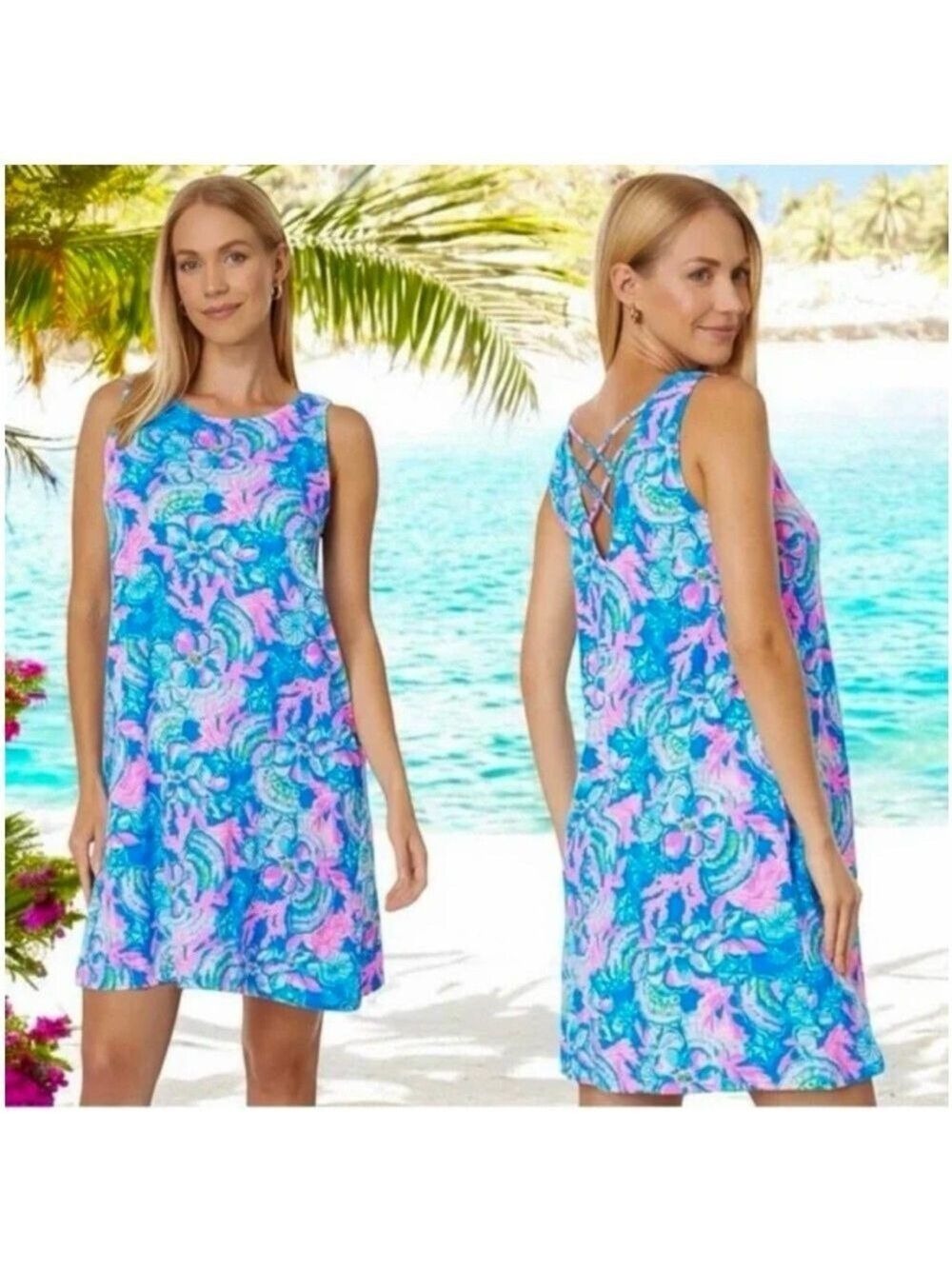 Like New Lilly Pulitzer Kristen Shift Dress in Blue Haven Raising Shell size XS